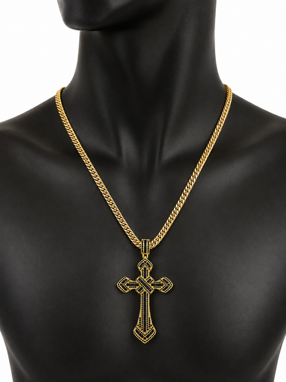 Colier Cruce cu Pietricele Zirconiu Placat Aur 18K