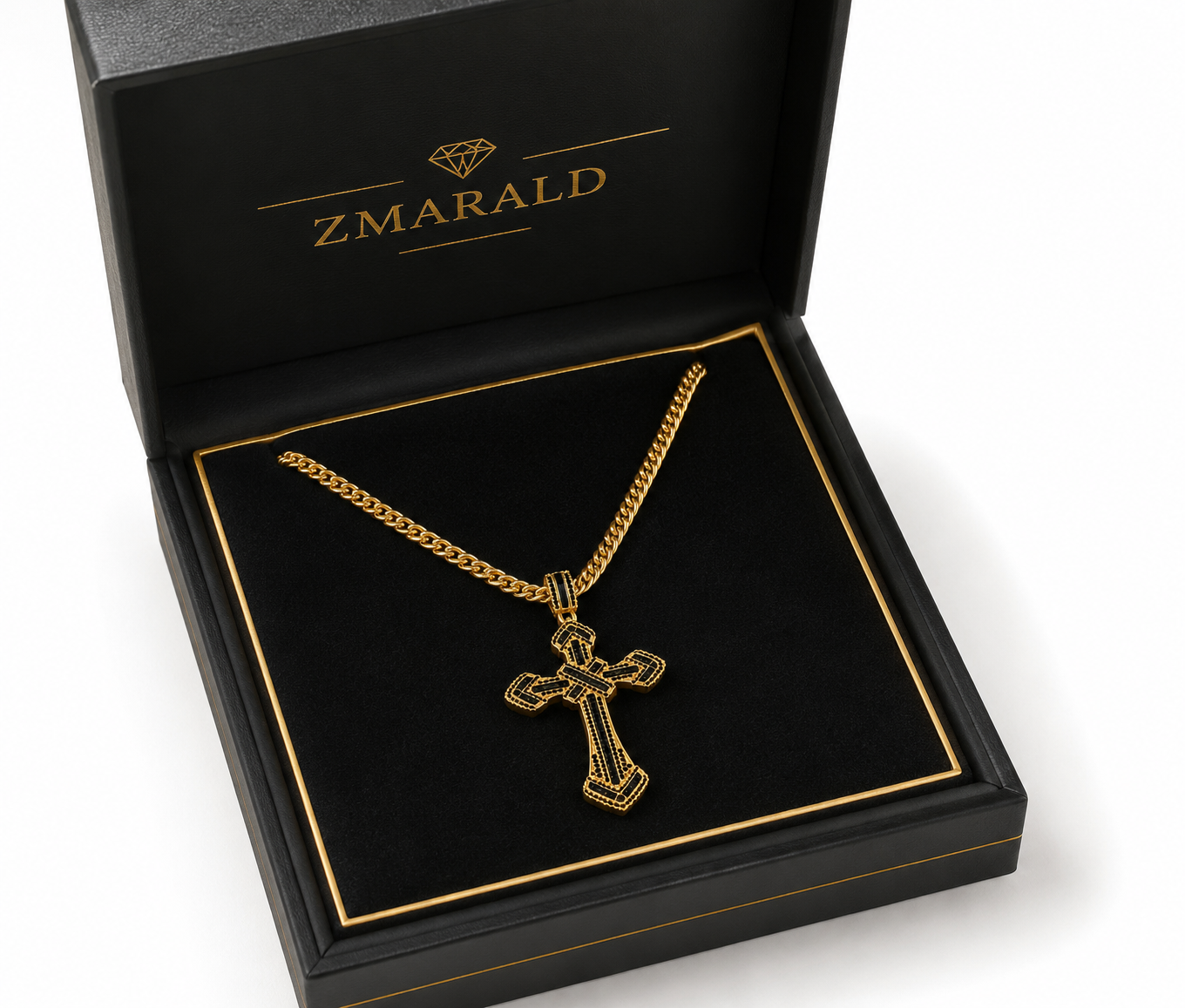 Colier Cruce cu Pietricele Zirconiu Placat Aur 18K