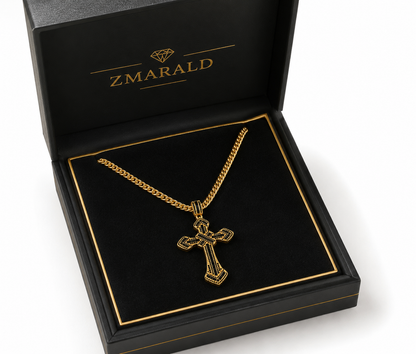 Colier Cruce cu Pietricele Zirconiu Placat Aur 18K