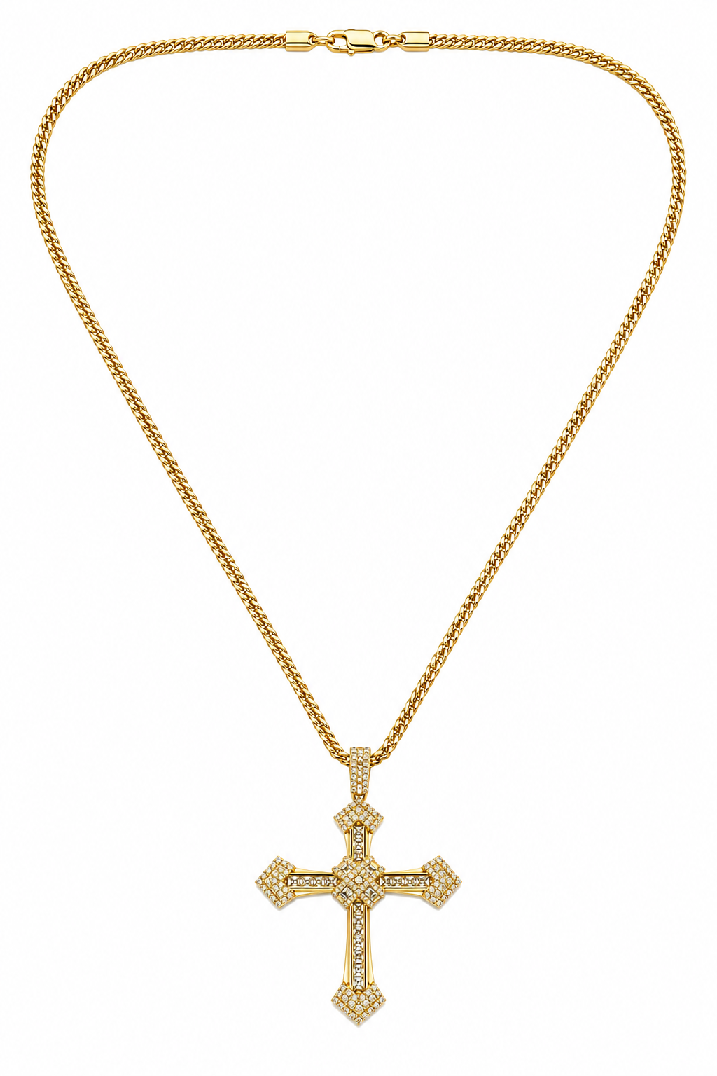 Colier Cruce cu Pietre Zirconiu Placat cu Aur 18K