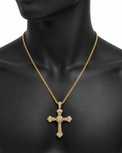 Colier Cruce cu Pietre Zirconiu Placat cu Aur 18K