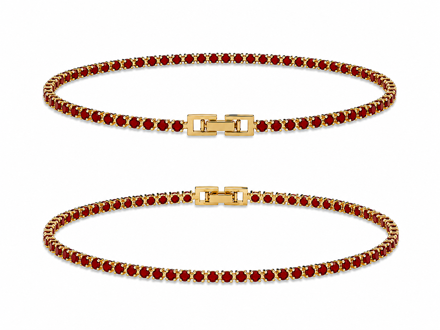 Brățară Tennis 3mm Roșu Placată cu Aur 18K