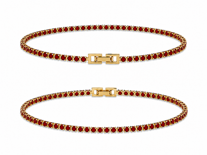 Brățară Tennis 3mm Roșu Placată cu Aur 18K