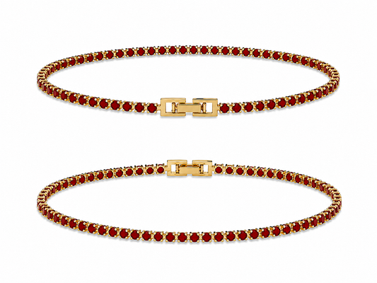 Brățară Tennis 3mm Roșu Placată cu Aur 18K