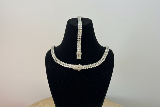 Set Cuban Tennis cu Cristale Argintiu