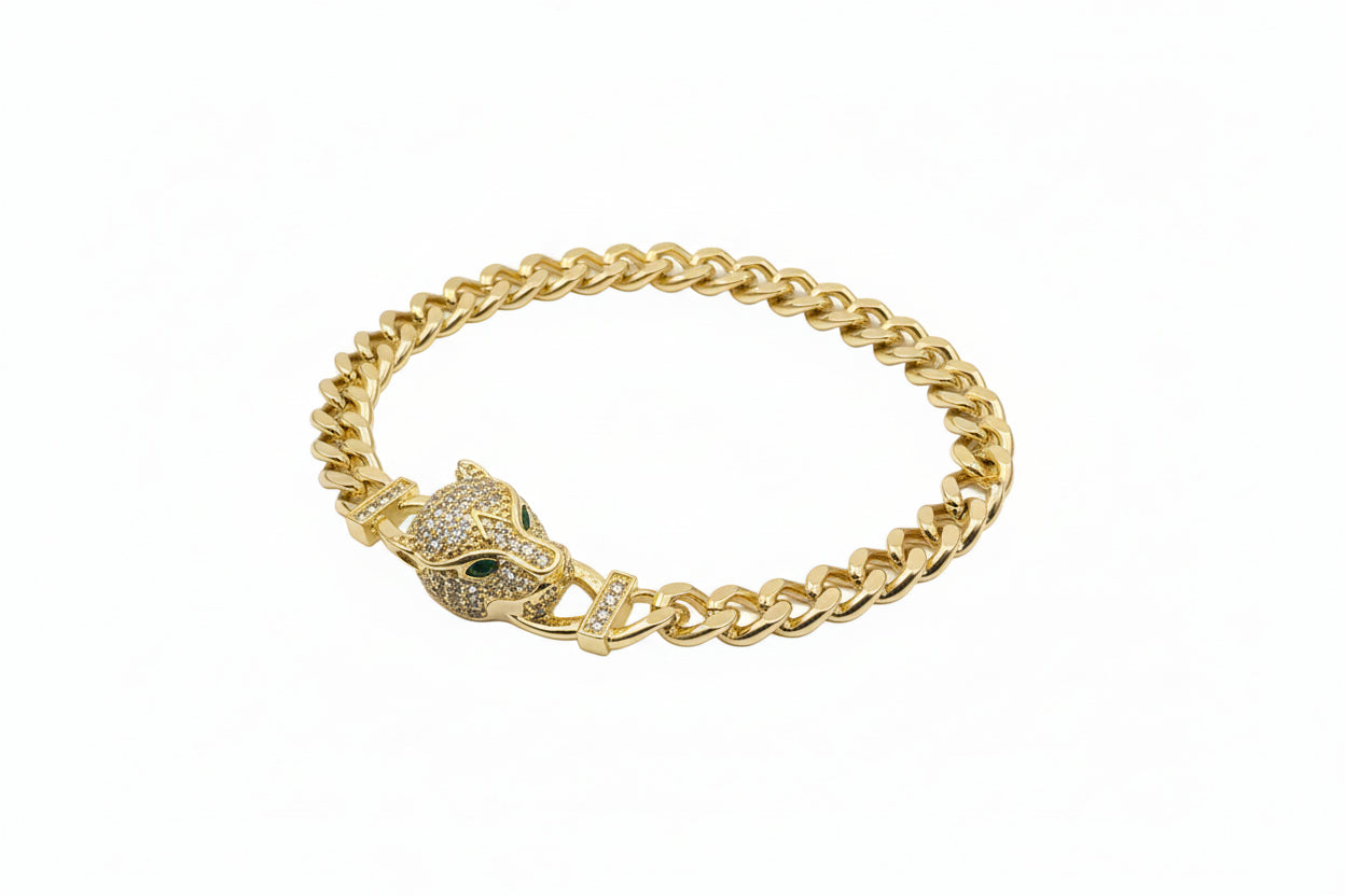 Bratara Pantera Full Gold Cu Pietre Stralucitoare