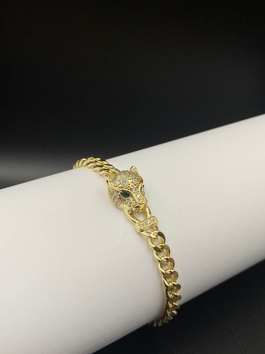 Bratara Pantera Full Gold Cu Pietre Stralucitoare