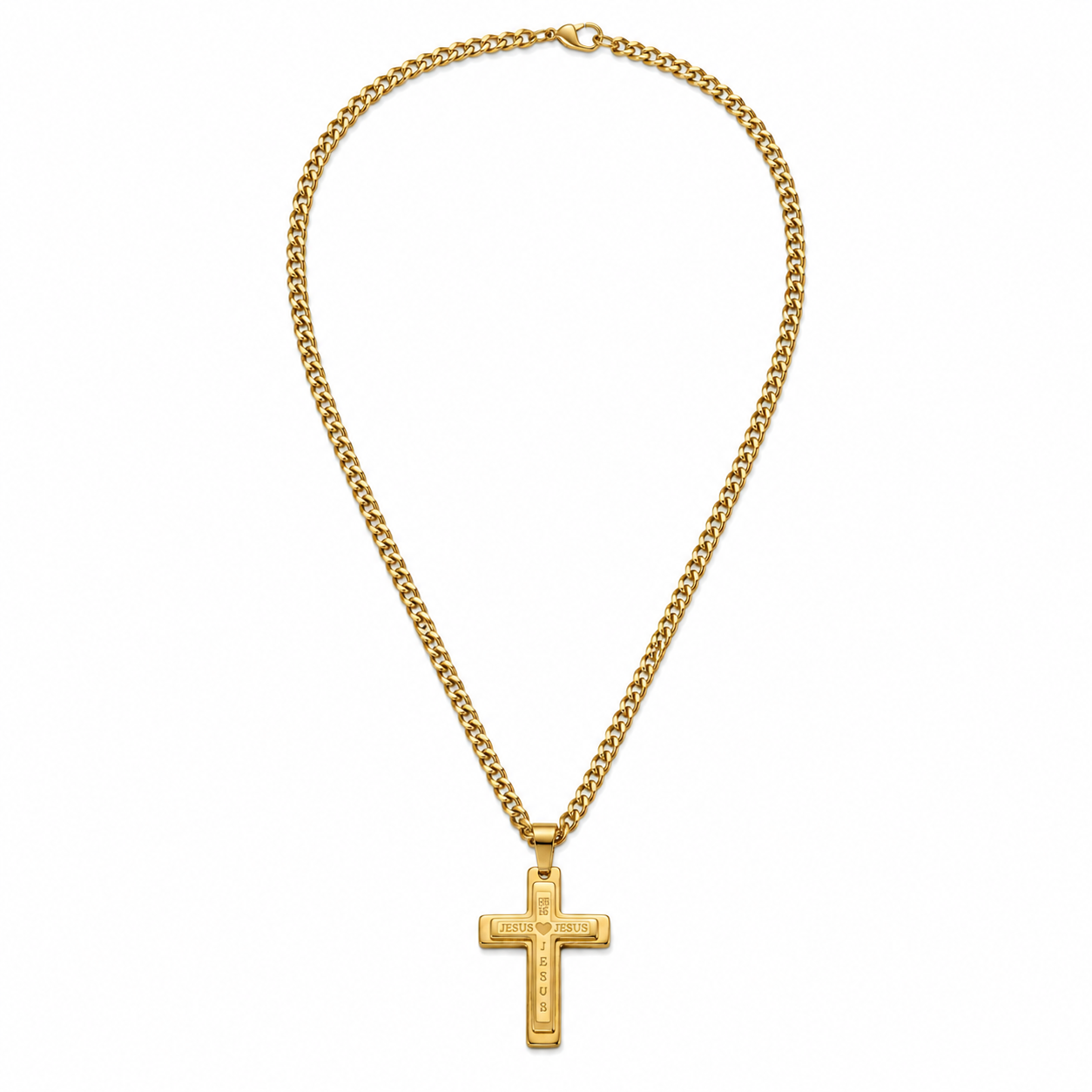 Colier Cuban cu Cruce Placat cu Aur 18K