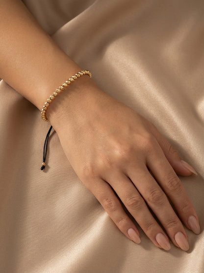 1+1 Brățară cu Biluțe Placate cu Aur, Șnur Reglabil, Unisex