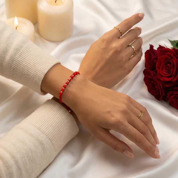 1+2 GRATIS Bratara cu snur placata cu aur stil cub 2 ROȘII  1 NEAGRĂ