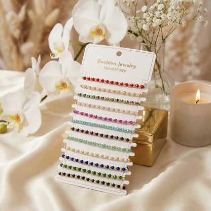 Set 12 Brățări Multicolore cu Bile Fațetate și Placate cu Aur – Handmade, Reglabile