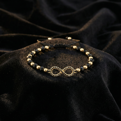 Brățară Handmade Simbolul Infinitului Cu Cristale Negre 1+1 GRATIS