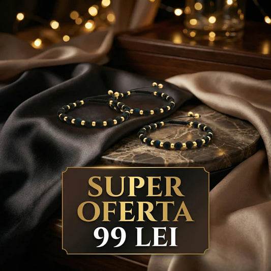 1+2 Gratis! Bratara cu snur reglabil si margele mate negre