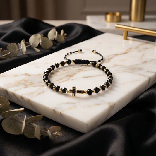 Brățară Handmade Cruce Black Gold