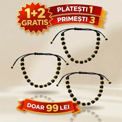 1+2 GRATIS Bratara cu snur placata cu aur stil cub orice culoare