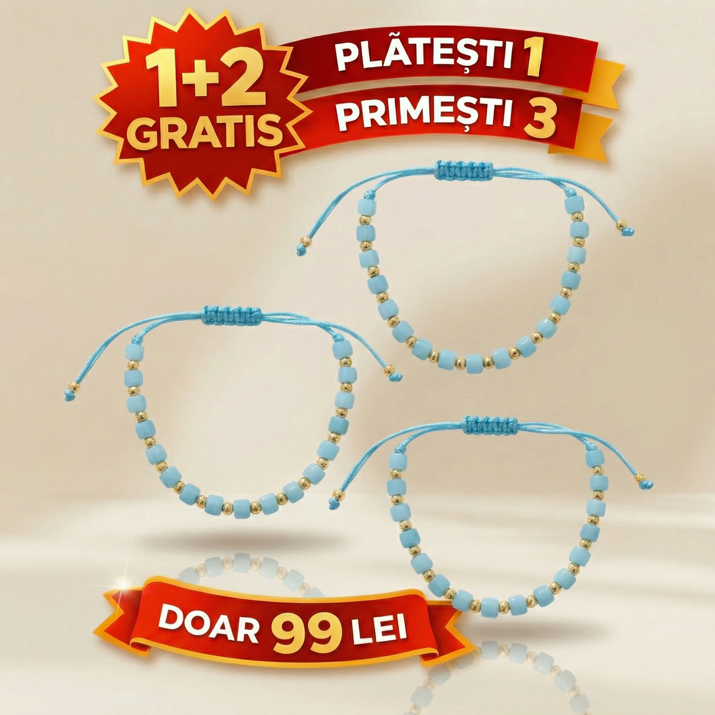 1+2 GRATIS Bratara cu snur placata cu aur stil cub orice culoare