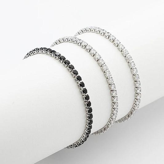 Set 3 Brățări Tennis Placate Cu Aur Alb