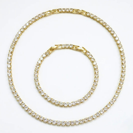 Set Tennis Placat cu Aur 18K